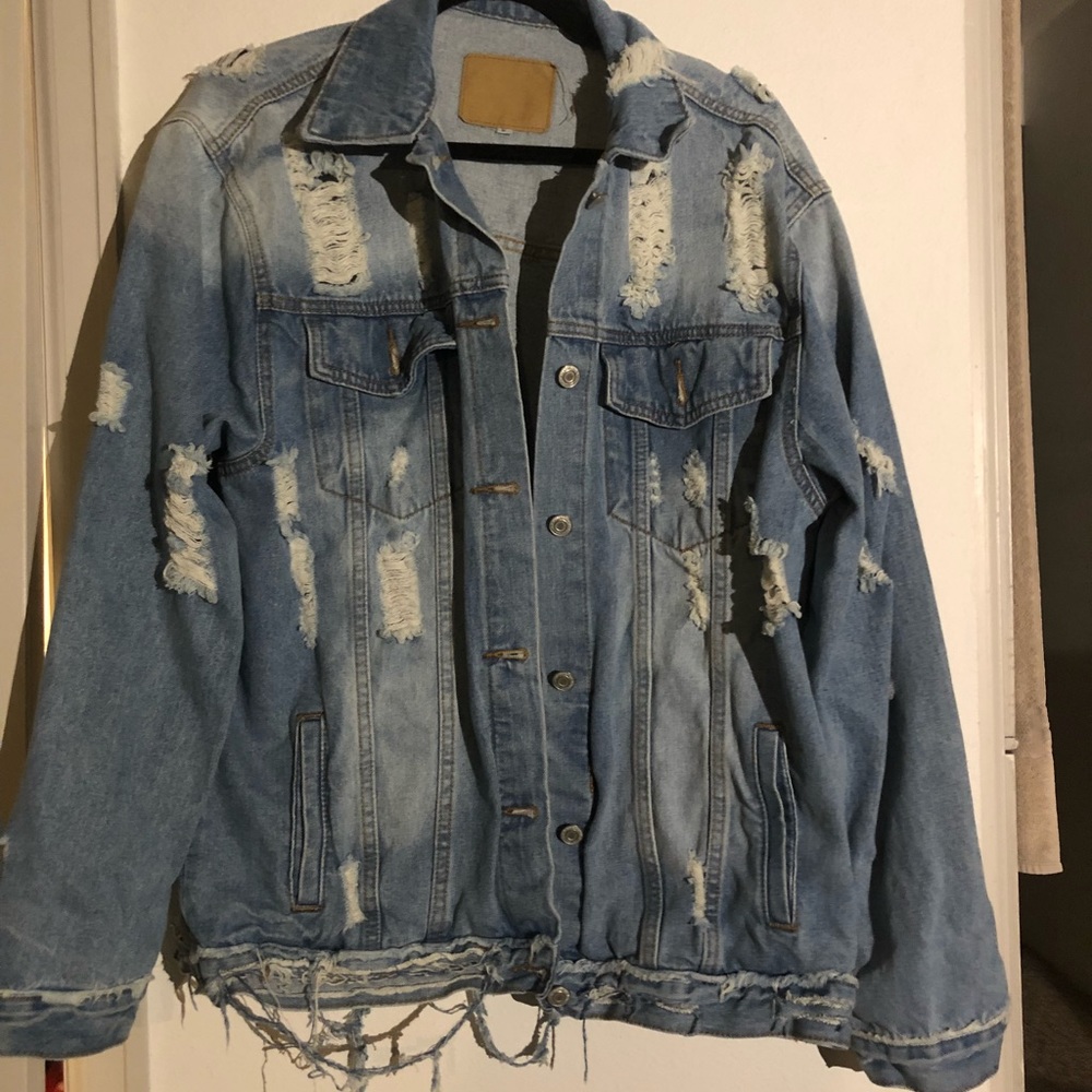 Vintage Distressed Oversized Jean Jacket